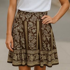 Esprit Brown Floral Print Skirt Tulle Boho Womens Size 12 Bohemian Layering Mini